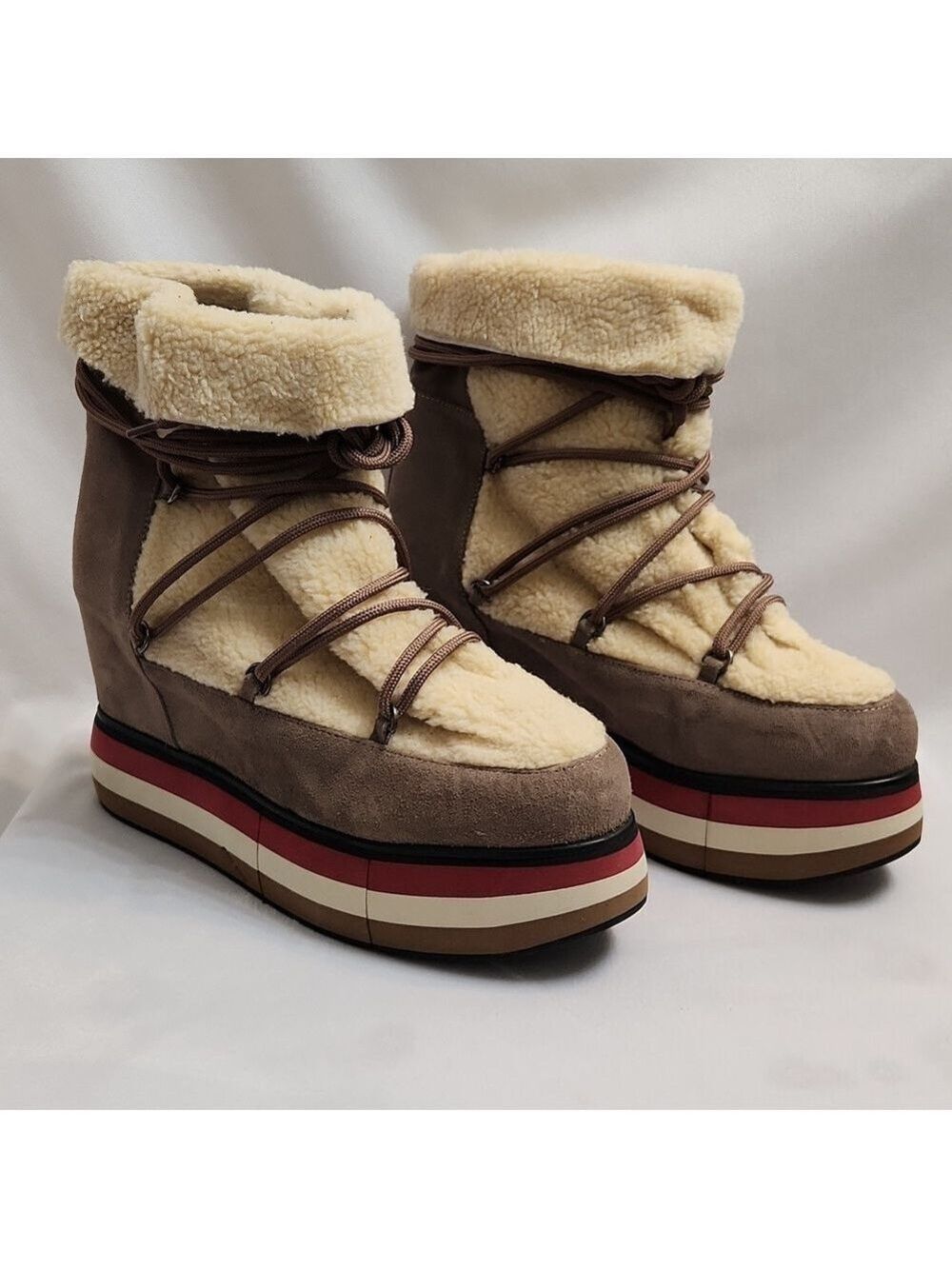 Paloma Barceló Kiran Suede Platform Genuine Shearling Lining Booties (W Size 40) - Picture 3 of 15